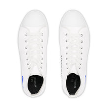 Load image into Gallery viewer, High Top Sneakers — Minimal White Canvas Men’s Shoes with Blue Wave Accent