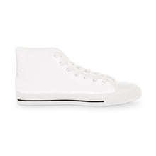 Load image into Gallery viewer, High Top Sneakers — Minimal White Canvas Men’s Shoes with Blue Wave Accent
