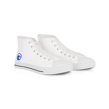 Load image into Gallery viewer, High Top Sneakers — Minimal White Canvas Men’s Shoes with Blue Wave Accent