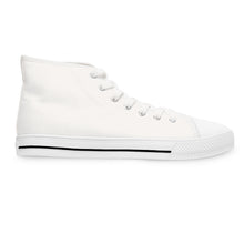 Load image into Gallery viewer, High Top Sneakers — Minimal White Canvas Women's Shoes with Blue Wave Accent
