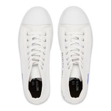 Load image into Gallery viewer, High Top Sneakers — Minimal White Canvas Women's Shoes with Blue Wave Accent
